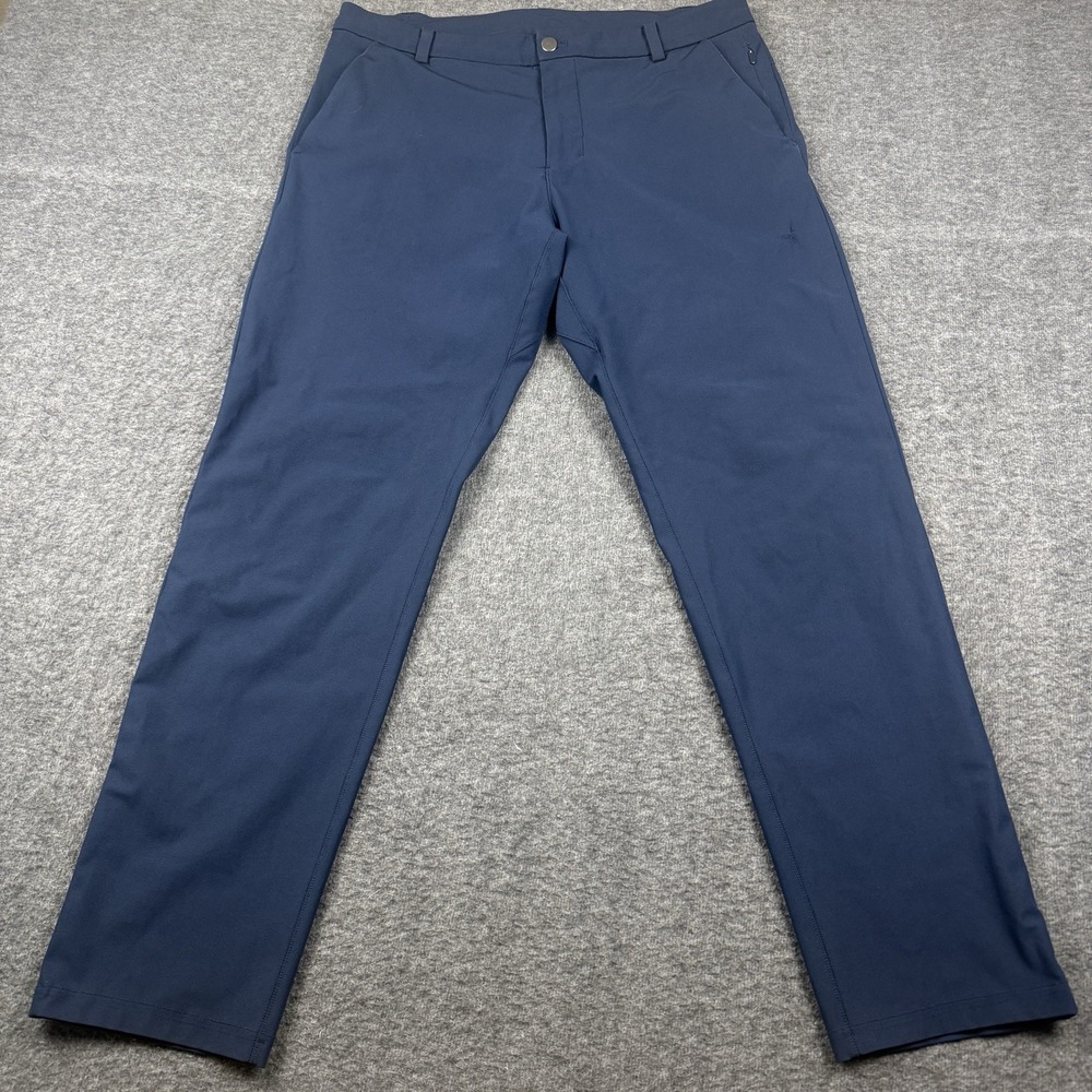 Lululemon Pants Mens 34x30 Blue Warpstreme Commission Stretch Golf *DISTRESSED